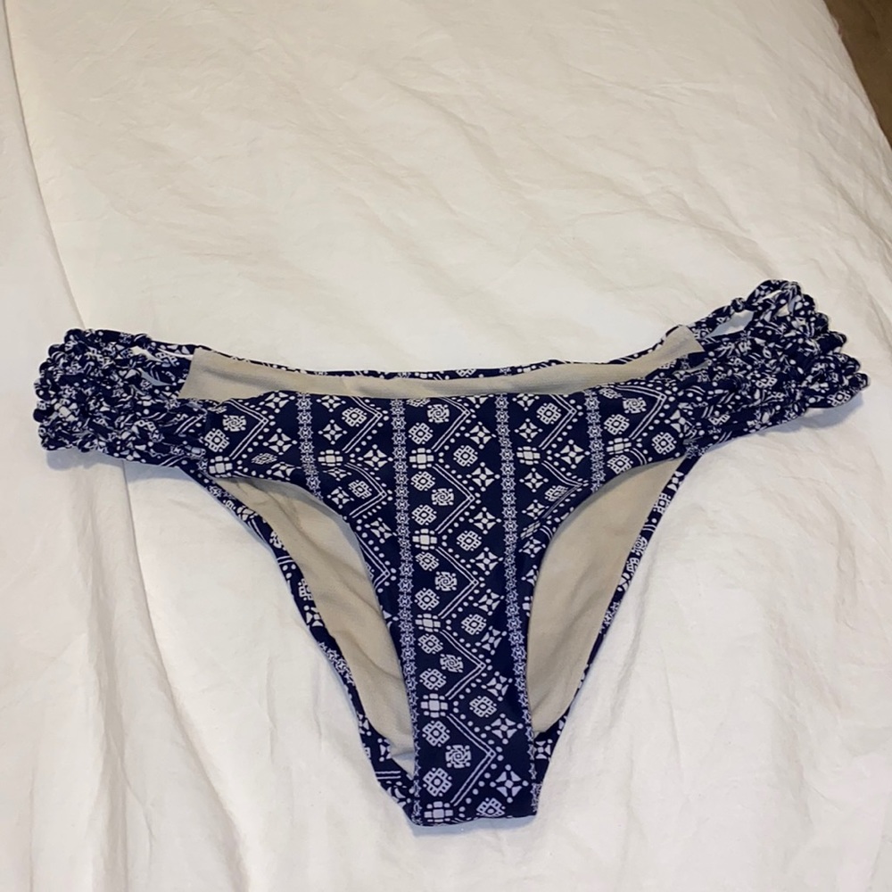Blue patterned swim bottoms